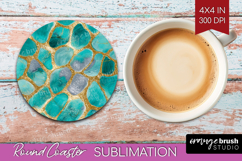 Turquoise Texture Round Coaster - Glitter Background Coaster Product Image 1