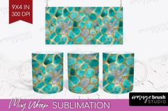 Turquoise Texture Mug Wrap - Glitter Background Mug PNG Product Image 1