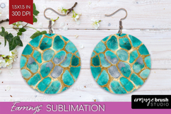 Turquoise Texture Round Earrings - Glitter Background PNG Product Image 1