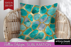 Turquoise Texture Pillow Sublimation - Glitter Background Product Image 1