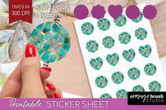 Turquoise Texture Round Sticker - Glitter Background Sticker Product Image 1
