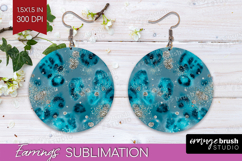 Turquoise Texture Round Earrings - Glitter Background PNG Product Image 1