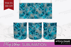 Turquoise Texture Mug Wrap - Glitter Background Mug PNG Product Image 1