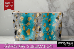 Turquoise Texture Cosmetic Bag - Glitter Background Makeup Product Image 1
