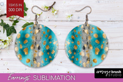 Turquoise Texture Round Earrings - Glitter Background PNG Product Image 1