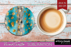 Turquoise Texture Round Coaster - Glitter Background Coaster Product Image 1