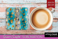 Turquoise Texture Square Coaster - Glitter Background PNG Product Image 1