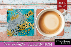 Turquoise Texture Square Coaster - Glitter Background PNG Product Image 1
