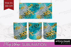 Turquoise Texture Mug Wrap - Glitter Background Mug PNG Product Image 1