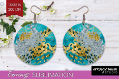 Turquoise Texture Round Earrings - Glitter Background PNG Product Image 1
