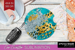 Turquoise Texture Car Coaster - Glitter Background Coaster Product Image 1