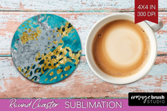 Turquoise Texture Round Coaster - Glitter Background Coaster Product Image 1