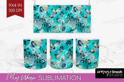 Turquoise Texture Mug Wrap - Glitter Background Mug PNG Product Image 1