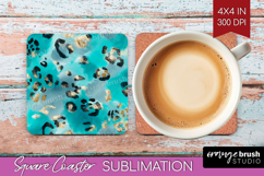 Turquoise Texture Square Coaster - Glitter Background PNG Product Image 1