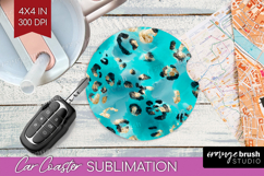 Turquoise Texture Car Coaster - Glitter Background Coaster Product Image 1