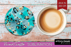 Turquoise Texture Round Coaster - Glitter Background Coaster Product Image 1