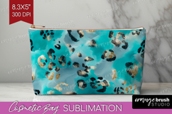 Turquoise Texture Cosmetic Bag - Glitter Background Makeup Product Image 1