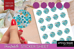 Turquoise Texture Round Sticker - Glitter Background Sticker Product Image 1