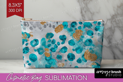 Turquoise Texture Cosmetic Bag - Glitter Background Makeup Product Image 1