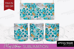 Turquoise Texture Mug Wrap - Glitter Background Mug PNG Product Image 1