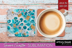 Turquoise Texture Square Coaster - Glitter Background PNG Product Image 1