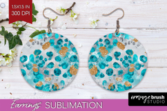 Turquoise Texture Round Earrings - Glitter Background PNG Product Image 1