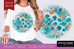 Turquoise Texture Round Tshirt Background - Glitter PNG Product Image 1