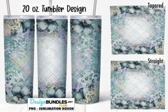 Grunge Flowers 20 oz Tumbler Sublimation Wrap Product Image 1
