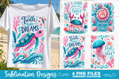 Boho sea creatures sublimation PNG, Ocean creatures 4 PNG Product Image 4