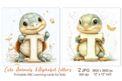Cute Turtle, Baby Animal Alphabet Letters ABC Printable card Product Image 1
