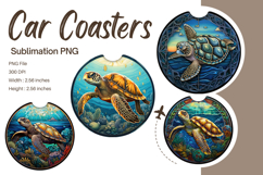Turtle Car Coasters Accessories Printable Template Circle Product Image 1