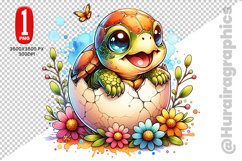 Cute Turtle Clipart - PNG File Product Image 1
