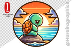 Cute Turtle Clipart - PNG File Product Image 1
