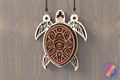 Layered Tribal Turtle Pendant SVG for Laser Cut Product Image 1