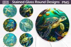 Stained Glass Round PNG | Round Coaster Bundle Product Image 13
