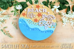 Turtle Beach Life Round Sign Laser Cut SVG Design Template Product Image 1