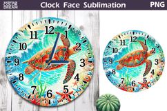 Sea Turtle Clock Face| Sea Ocean Clock Sublimation Product Image 1