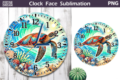 Sea Turtle Clock Face| Sea Ocean Clock Sublimation Product Image 1