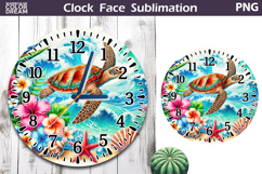 Sea Turtle Clock Face| Sea Ocean Clock Sublimation Product Image 1