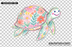 sea turtle clipart, floral turtle png, coastal clipart png, hand drawn turtle, summer turtle png, ocean animal png, marine life clipart, beach turtle design, turtle sublimation, seaside clipart
