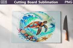 Sea Turtle Glass Cutting Board | Turtle Chopping Board Product Image 1