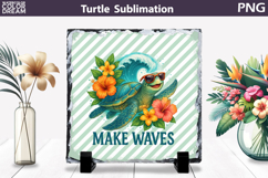 Sea Turtle Wave Slate | Tropical Ocean Beach Sublimation Product Image 1