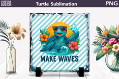 Sea Turtle Wave Slate | Tropical Ocean Beach Sublimation Product Image 1