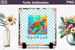 Sea Turtle Wave Slate | Tropical Ocean Beach Sublimation Product Image 1