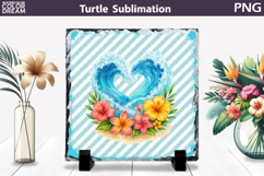 Sea Wave Heart Slate | Tropical Ocean Beach Sublimation Product Image 1