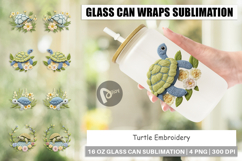 Glass Can Turtle Embroidery Product Image 1