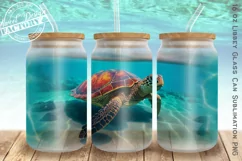 Sea turtle can glass wrap, Ocean libbey can glass design Product Image 1