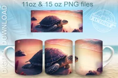 Sea turtle mug Png, beach mug wrap design Product Image 1