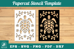 Turtle Papercut Stencil SVG Product Image 1