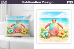 Beach Sea Turtle Sublimation | Summer Animal Pillow Product Image 1